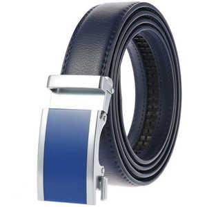 Ceinture automatique en cuir véritable pour homme, décontractée, couleur unie, boucle en alliage, moulage monobloc, durable, en cuir de vachette - Product Image 3