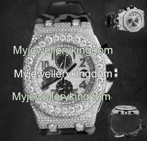 Montre-bracelet en moissanite pour femmes avec cadran blanc numérique, design luxueux fait main sur mesure en or blanc - Product Image 5