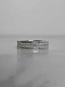 Bague en argent 925 avec diamant baguette, alliance de mariage en moissanite, bague cocktail unisexe, bijoux personnalisés, bague en platine avec diamant taille baguette - Product Image 3