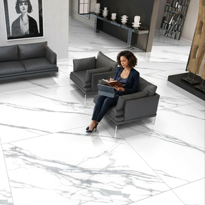 Carrelage de sol en porcelaine brillant Vistaar Bianco Carrara PGVT 1200x1200mm 12mm d'épaisseur Garantie 5 ans de Ceramic Design Factory India - Product Image 1