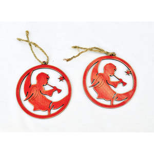 เครื่องประดับคริสต์มาสขายส่ง, ของตกแต่งไม้แกะสลักเลเซอร์รูปนางฟ้าแบบสั่งทำได้, ของตกแต่งงานฝีมือสำหรับเทศกาลวันหยุด - Product Image 5