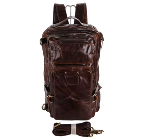 Premium Genuine Leather Vintage Fashion Lightweight Backpack Men Women Durable Travel Laptop Bag Stylish Zipper Closure Cotton - Product Image 2