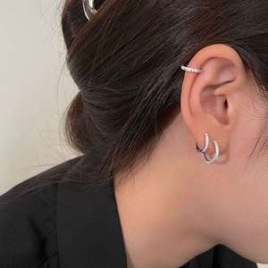 Pendientes de Aro de Lujo con Diamantes Cultivados en Laboratorio, Oro Blanco Original de 9k, Chapado en Oro, Certificado IGI, Pequeños, Tipo Huggie, para Mujer - Product Image 1