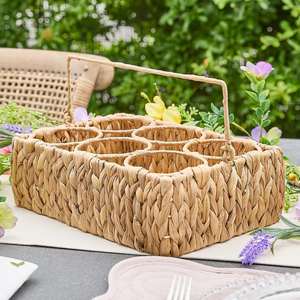 Panier de rangement pour bouteilles de cuisine à six sections en jacinthe d'eau tressée, fait main, vente en gros, fabriqué par VgreenArt au Vietnam - Product Image 2