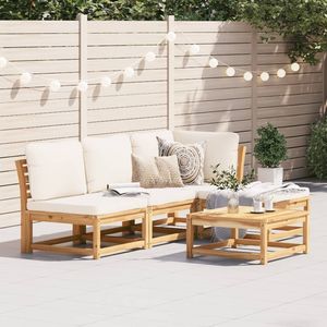 Ensemble de salon de jardin blanc crème avec bois naturel pour l'aménagement extérieur - Product Image 1