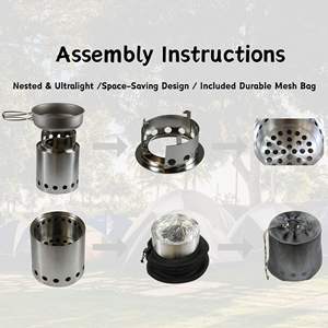 Estufa de Leña Ultraligera de Acero Inoxidable 304 y Utensilios de Cocina - Estufa Portátil para Excursionismo - Product Image 3