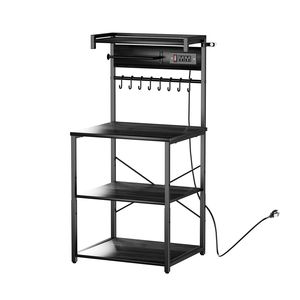 Scaffale da Cucina Regolabile con Presa di Corrente, Cavo da 1,4 m, Supporto a X e 8 Ganci a S - Product Image 1