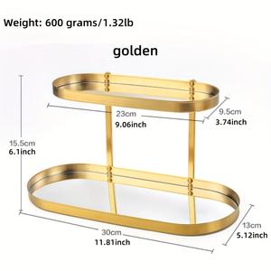 Organizador de tocador de dos niveles con bandejas con acabado de espejo, plataforma de almacenamiento elevada, estructura estable, expositor que ahorra espacio para joyas - Product Image 5