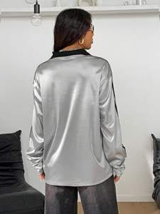 Jersey de Manga Larga para Mujer, Estilo Polo, Holgado, a la Moda, Transpirable, de Poliéster, Estilo Casual, Jersey de Fútbol Americano - Product Image 3