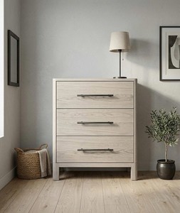 Contemporary High-End Design Sophisticated Gray Oak Chest of Drawers - 3-Drawer Storage Cabinet - Product Image 4