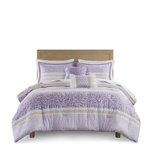 Full/Queen Seersucker <b>Comforter</b> <b>Set</b> with 5 Throw Pillows 5 PCS Premium Bedding Ensemble - Product Image 2