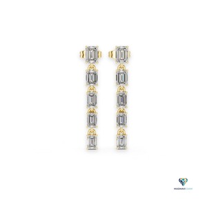 ต่างหูเพชรทรงหยดน้ำมรกต 2.75 กะรัต เพชรเลี้ยงในห้องปฏิบัติการ ตัวเรือนทองคำแท้ 14K ต่างหูแบบห้อยระย้าสำหรับผู้หญิง - Product Image 1