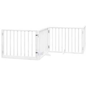 Puerta Plegable para Perros de 4 Paneles con Puerta de Madera de Álamo Blanco de 126.0 Pulgadas, Barrera y Corral para Mascotas - Product Image 2