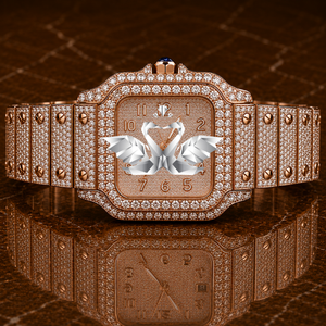 Wholesale Classic Luxury Fashion Men's Rubber Moissanite Diamond Full Pave VVS Stone Mechanical Movement Stainless Steel Case - Product Image 1