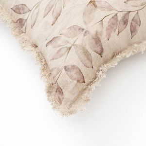Cuscino Decorativo in Lino Marrone Stampato con Frange e Cuscino da Divano - Product Image 4