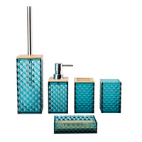 Ensemble d'accessoires de salle de bain, 4-6 pièces, avec distributeur de savon et porte-brosse à dents à motif diamant