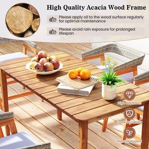 Tavolo da Pranzo Rettangolare da Esterno in Legno di Acacia per 4-6 Persone - Product Image 4
