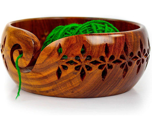 Best Selling Customize Handmade Wooden Yarn Bowl <b>Wool</b> Bowl Yarn <b>Holder</b> Wooden Bowl for <b>Knitting</b> - Product Image 4