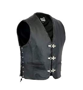 Chaleco de cuero negro para motociclistas, tallas S a 3XL - Product Image 1
