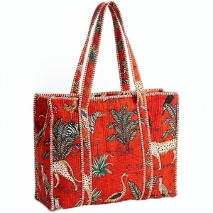 Bolsa de Mano de Lona de Algodón con Estampado Animal, Impresa a Mano, de Gran Capacidad, con Correa Ajustable para el Hombro, para Compras, Viajes y Uso Diario - Product Image 1