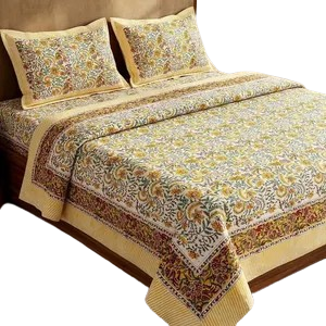 Hand Block Print Cotton Bedsheet Ethnic Floral Indian Bedding for Home Decor for Best Price - Product Image 1
