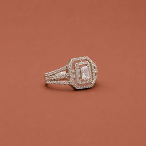 <b>Emerald</b> Cluster Halo Engagement <b>Ring</b> In S925 <b>Silver</b> - Product Image 2