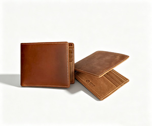 [En stock][Prix de vente au détail] Portefeuille homme bi-fold en cuir véritable Crazy Horse Castello fait main de haute qualité avec protection RFID Marron Marron clair - Product Image 6