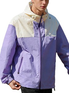 Sudadera con capucha personalizada para hombre, diseño de bloques de color, impermeable, al por mayor, tipo chaqueta cortavientos extragrande con cremallera y pantalones a juego, chándal deportivo - Product Image 3