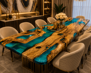 Modern Wood <b>Resin</b> River Dining <b>Table</b> Rectangle Handmade Luxury Furniture for Indoor Dining Room Decor - Product Image 2