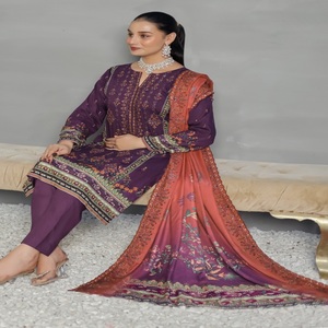 Costumes 3 pièces en lin pakistanais pour femmes Bin Hameed Salwar Kameez Dupata robe indienne vente en gros du Pakistan et de l'Inde - Product Image 5