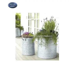 DECORHAAT Meilleure Qualité Galvanisé Métal Intérieur Jardin Décor Vintage Style Usine Directe Planteur Pot Ensemble Maison Sol Plantes - Product Image 4