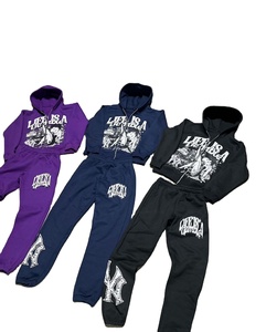 Ensemble sweat à capuche zippé et pantalon de jogging imprimé coupe ample grande taille pour homme, style streetwear vintage délavé à l'acide, collection automne Fizay Enterprises - Product Image 5