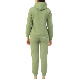 Легкие женские спортивные костюмы OEM-производства, стандартный крой, 100% хлопок, зимние, однотонные, повседневные, комплект из 2 предметов, экологичные, дышащие - Product Image 3