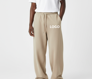 Pantalon de survêtement mi-lourd en laine pour homme, lin/coton, écologique, respirant, style rétro streetwear, coupe droite et large – Meilleures ventes - Product Image 1