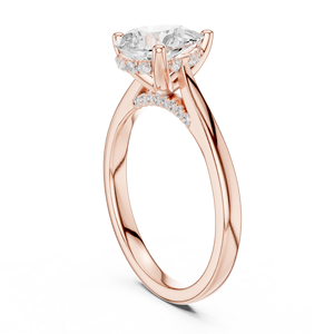 Classic Oval Cut Diamond Engagement <b>Ring</b> Solid <b>Gold</b> Bridal <b>Ring</b> Minimalist Pave <b>Set</b> <b>Ring</b> - Product Image 3