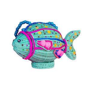 Handmade Fish Shaped Rattan Storage <b>Bag</b> Bohemian Style Plant Fiber Craft Decorative Basket for Kids and Home Use - Product Image 6