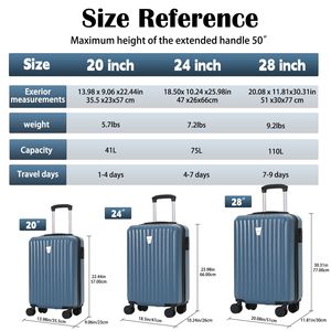 Set di Valigie Rigide da Viaggio in 3 Pezzi con Doppie Ruote Girevoli e Serratura TSA, Valigie con Ruote di Grande Capacità per Viaggi in Famiglia - Product Image 2