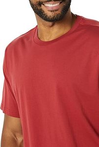 T-shirt à manches courtes pour homme, couleur unie, col rond, coupe classique, tricot décontracté, rouge marine - Product Image 5