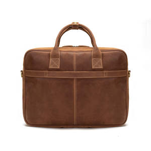 Crazy Horse Brown Leather Laptop <b>Bag</b> with Water Resistant Exterior and Multi Compartment Storage Office Carry Case - Product Image 2