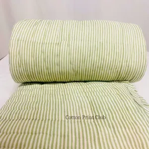 <span class=keywords><strong>Colcha</strong></span> Reversible <span class=keywords><strong>de</strong></span> Algodón con Rayas Verdes, Estampada a Mano, para <span class=keywords><strong>Cama</strong></span> King/Queen, Estilo Rústico - Product Image 2