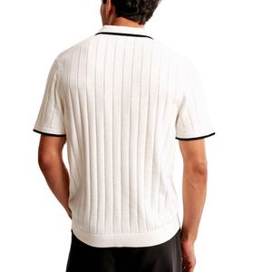 เสื้อโปโลผู้ชายไซส์ใหญ่ ผ้าถักพิมพ์ลาย ป้องกันรอยยับ รับผลิตตามแบบ OEM เสื้อกอล์ฟลำลอง ผ้าฝ้าย 100% - Product Image 4