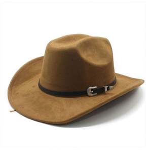 Sombrero Vaquero de Gamuza a la Moda, Novedad 2025, para Hombre y Mujer, Estilo Occidental, Informal, para Viajes, Fiestas, Jazz, con Banda de Cuero - Product Image 3