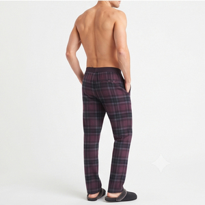 Pantalon de pyjama en flanelle à carreaux pour homme, taille élastique, 100% coton, pantalon de pyjama à carreaux pour homme, vêtements de nuit en flanelle avec poche - Product Image 4
