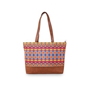 Sac à main vintage personnalisé tendance pour femmes certifié GOTS pur coton biologique tissé grande capacité cadeau fourre-tout brodé de style artistique - Product Image 3
