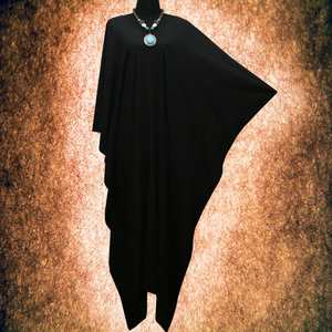 Robe caftan en rayonne teinte à la main noir charbon, grande taille, coupe ample, style bohème, pour femmes - Product Image 6