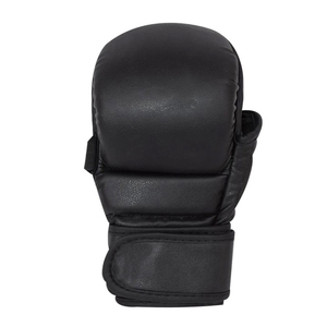 Gants de boxe MMA de bonne qualité, couleur noire, en cuir PU, design et taille personnalisables, légers, avec sangles de poignet réglables. - Product Image 4