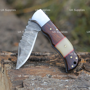 UA Supplies OEM ODM Industrial Grade Damascus Steel Pocket Folding Knife Rosewood Bone Handle Custom Handmade EDC Hunting Clip - Product Image 3