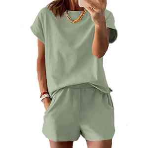 Nuevo Estilo Casual de Moda Femenina, Conjunto de Verano Personalizado al por Mayor, 100% Algodón Poliéster, Manga Corta para Mujer - Product Image 2