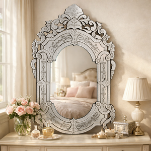 Espejo de Pared Vintage Estilo Veneciano |   Espejo Decorativo Barroco de Lujo | Espejo Decorativo de Vidrio Antiguo | Espejo de Pared Decorativo para Sala de Estar - Product Image 2