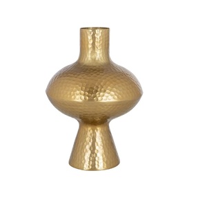 Jarrón de Aluminio Dorado Martillado a Mano de Estilo Nórdico, Maceta con Forma de Totem Abstracto, Centro de Mesa Metálico Minimalista de Lujo para Sala de Estar - Product Image 1